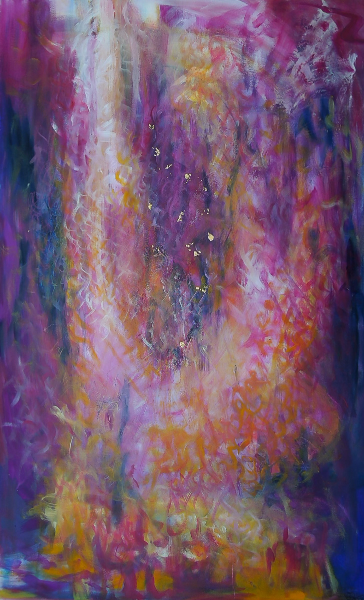 violetter Strahl   130 x 190 cm   Mischtechnik mit Blattgold auf Leinwand